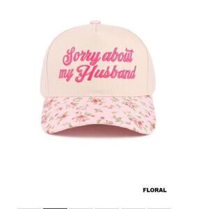 "SORRY ABOUT MY HUSBAND" Embroidered Two-Tone Canvas Cotton Cap